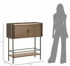 Mobili Porta Tv > Dmora Porta TV grigio e marrone 100x42x110h cm 2 ante - Quilt Marrone, Grigio