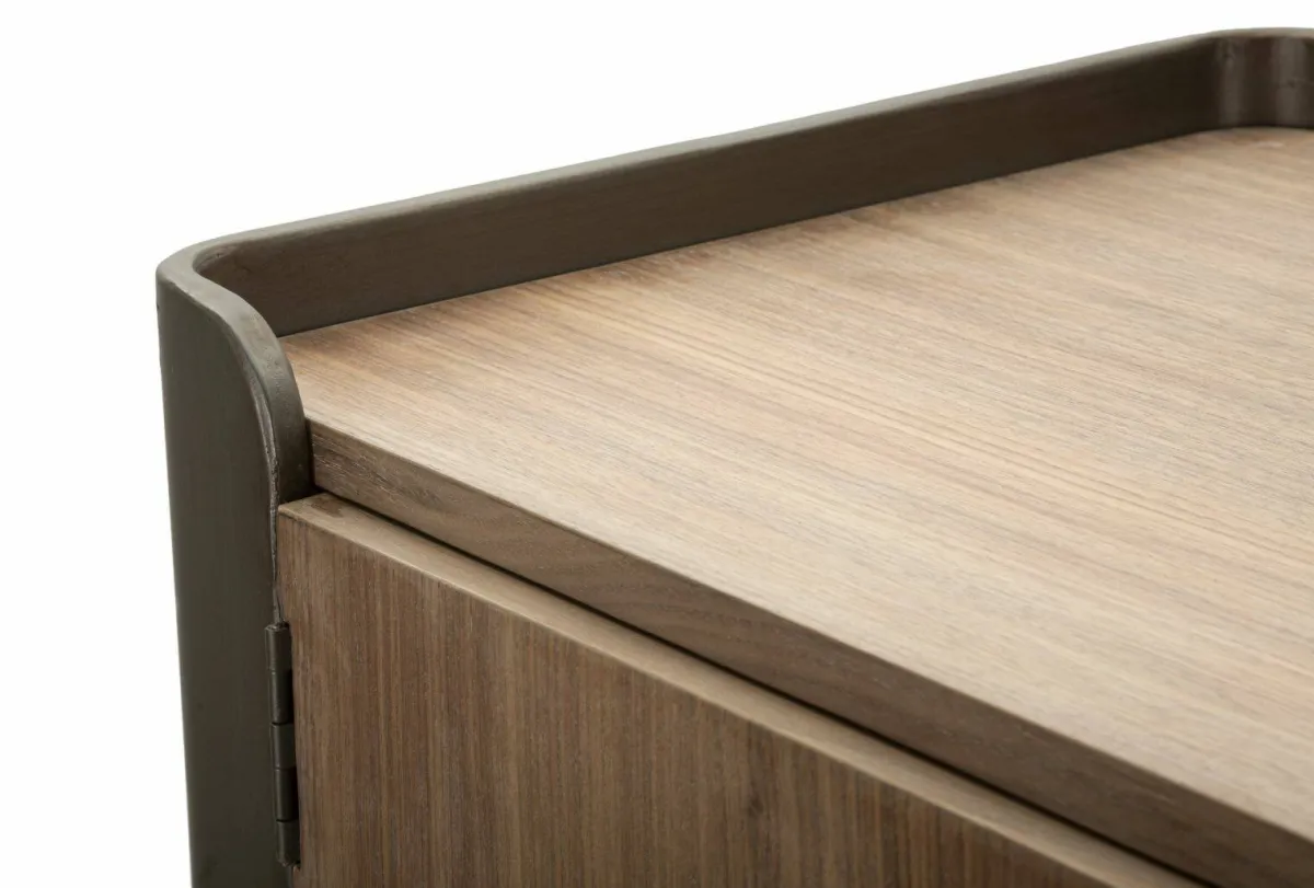 Mobili Porta Tv > Dmora Porta TV grigio e marrone 100x42x110h cm 2 ante - Quilt Marrone, Grigio