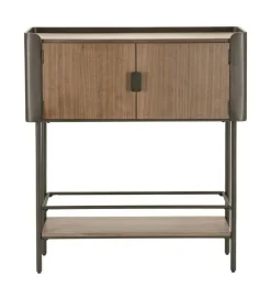 Mobili Porta Tv > Dmora Porta TV grigio e marrone 100x42x110h cm 2 ante - Quilt Marrone, Grigio