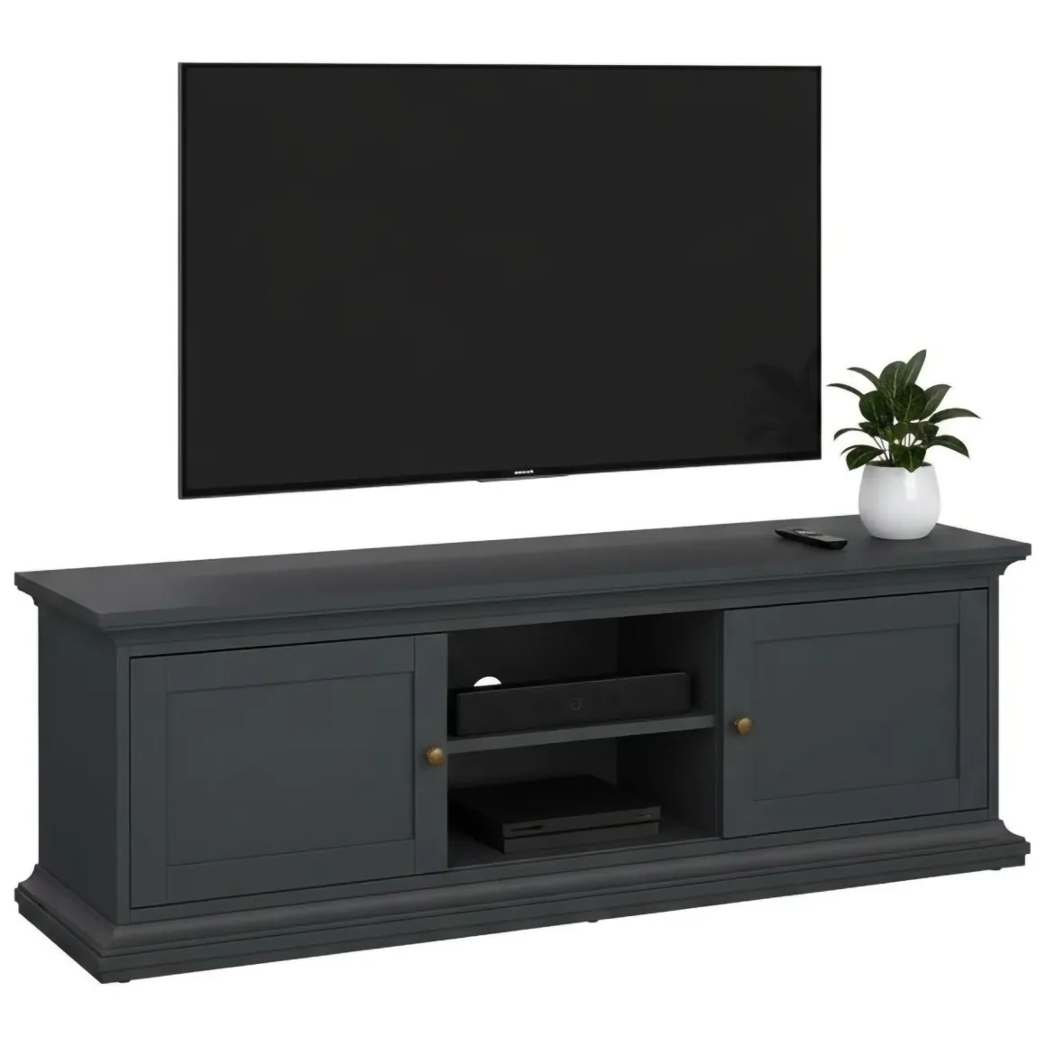 Porta TV grigio 149x41x50h cm 2 ante - Ziba