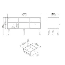 Mobili Porta Tv > Dmora Porta TV 117x39x60h cm in legno - Conte Grigio