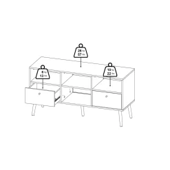 Mobili Porta Tv > Dmora Porta TV 117x39x60h cm in legno - Conte Grigio