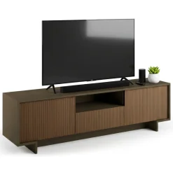 Mobili Porta Tv|Salotto > Dmora Porta TV marrone e noce 170x42x48h cm 2 ante e 1 cassetto - Atina Marrone, Marrone Noce