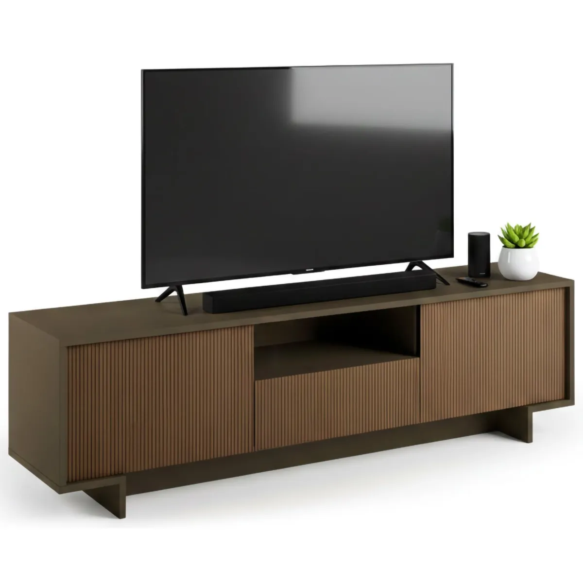Mobili Porta Tv|Salotto > Dmora Porta TV marrone e noce 170x42x48h cm 2 ante e 1 cassetto - Atina Marrone, Marrone Noce