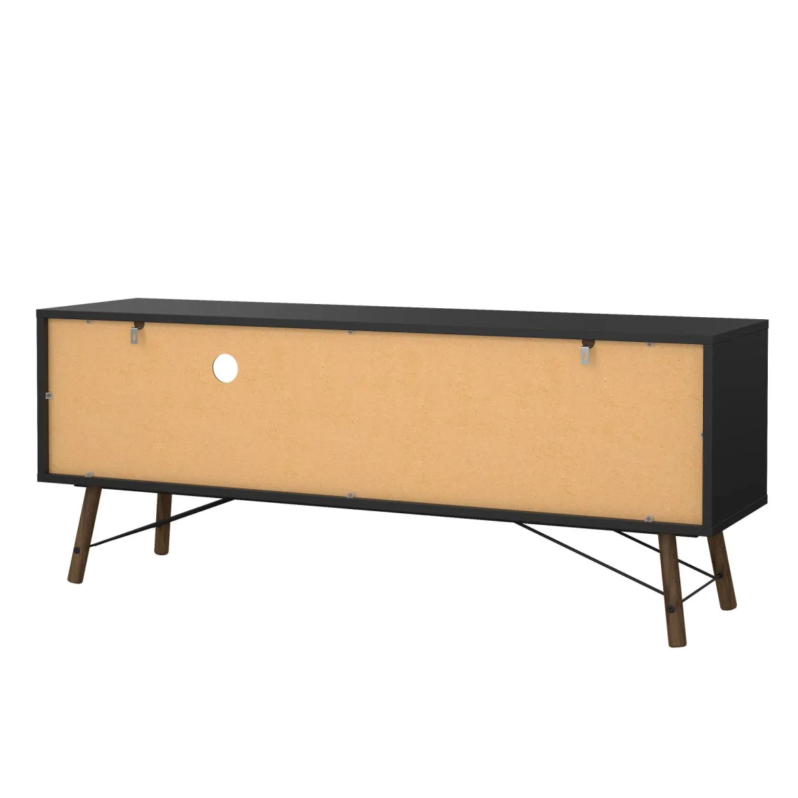 Mobili Porta Tv > Dmora Porta TV nero,noce 155x48x48h cm in legno - Rosata Marrone, Nero Noce