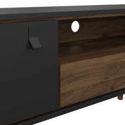 Mobili Porta Tv > Dmora Porta TV nero,noce 155x48x48h cm in legno - Rosata Marrone, Nero Noce