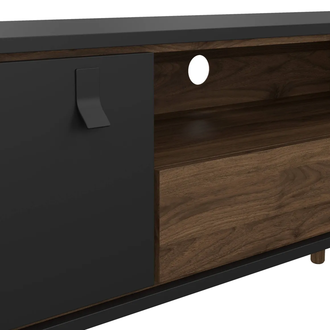 Mobili Porta Tv > Dmora Porta TV nero,noce 155x48x48h cm in legno - Rosata Marrone, Nero Noce