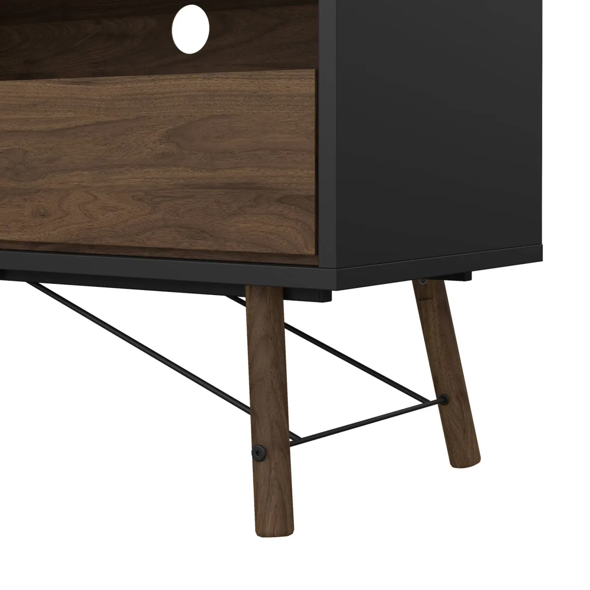 Mobili Porta Tv > Dmora Porta TV nero,noce 155x48x48h cm in legno - Rosata Marrone, Nero Noce