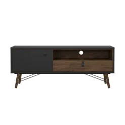 Mobili Porta Tv > Dmora Porta TV nero,noce 155x48x48h cm in legno - Rosata Marrone, Nero Noce