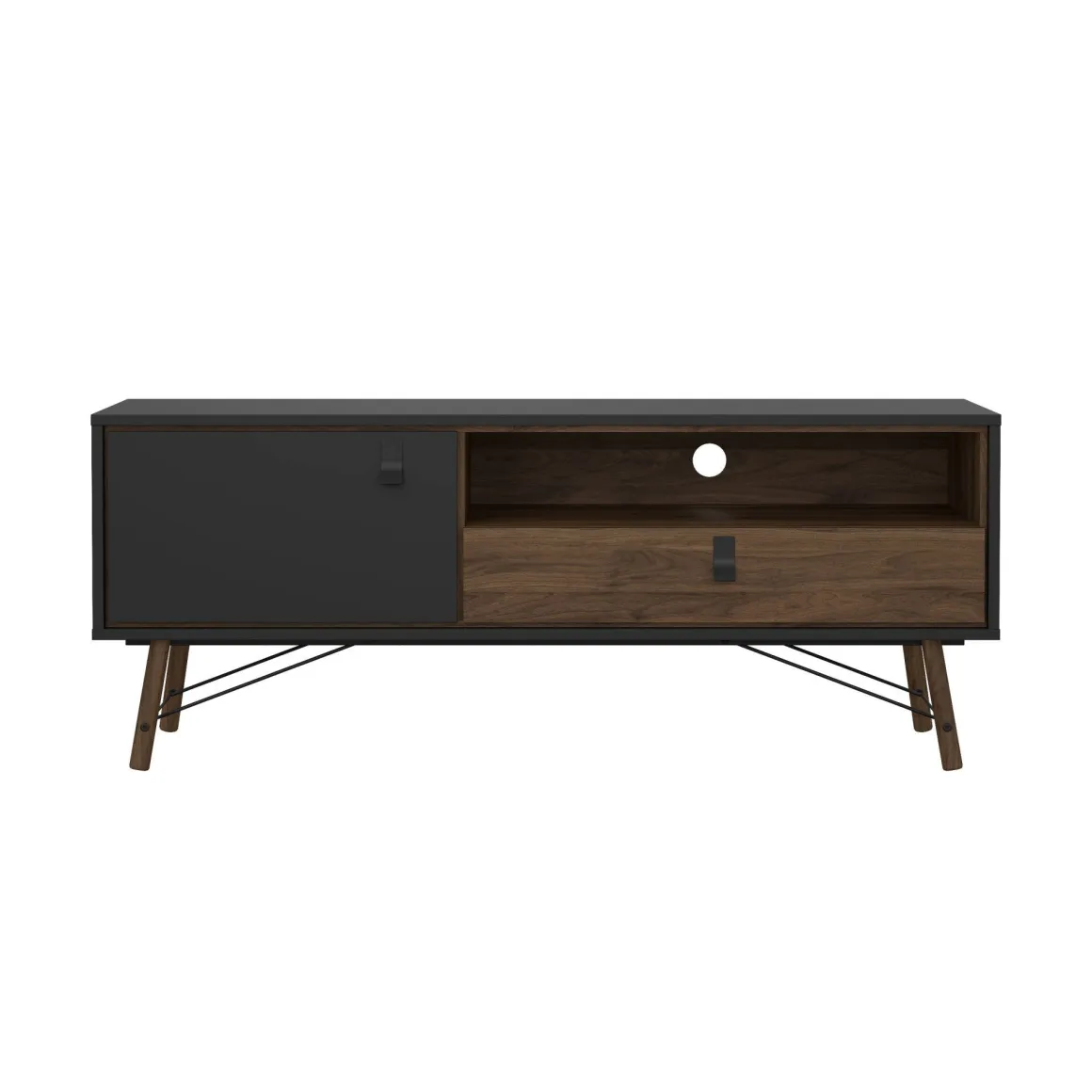 Mobili Porta Tv > Dmora Porta TV nero,noce 155x48x48h cm in legno - Rosata Marrone, Nero Noce