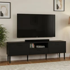 Porta TV nero 177x39x56h cm 2 ante e 1 cassetto - Anselme