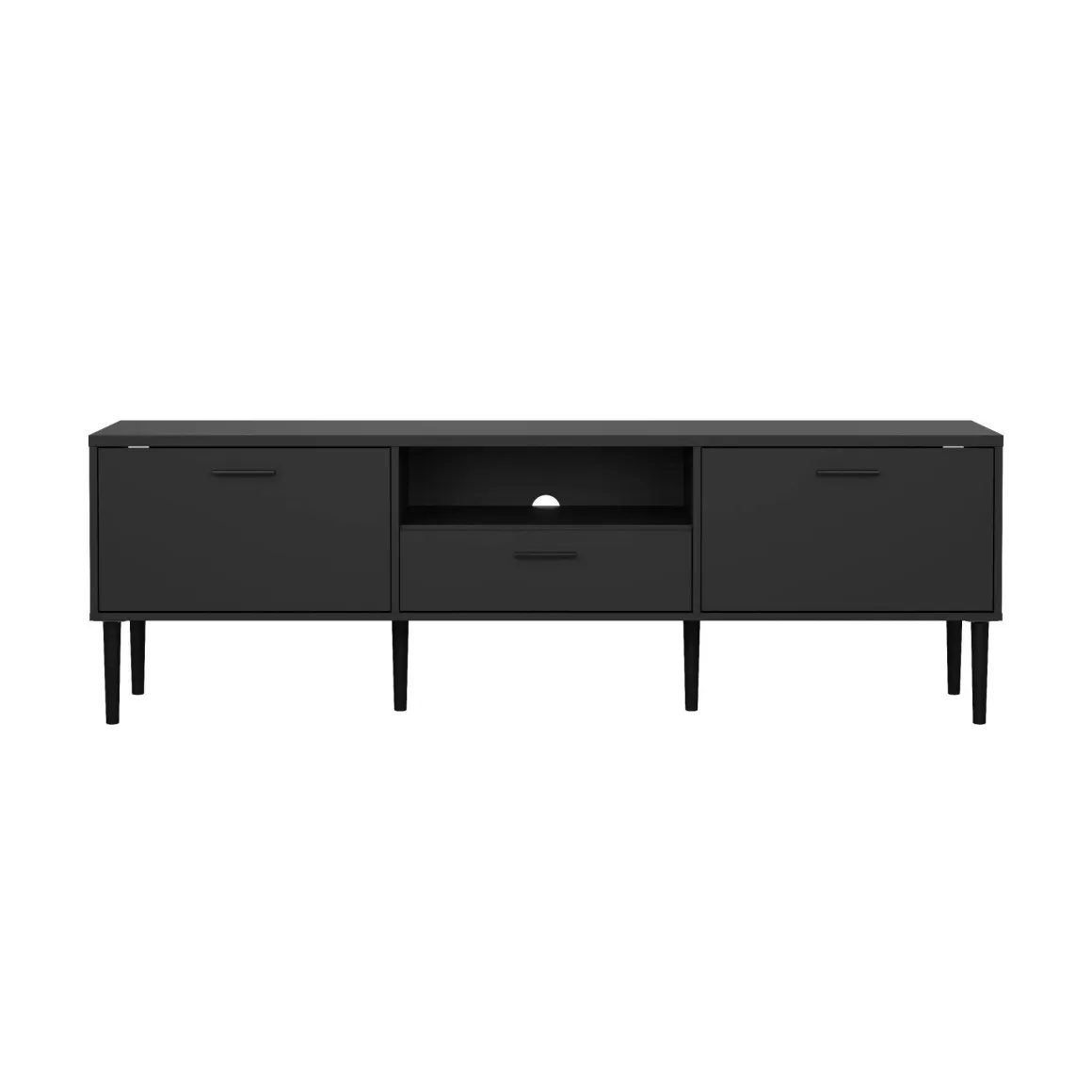 Porta TV nero 177x39x56h cm 2 ante e 1 cassetto - Anselme