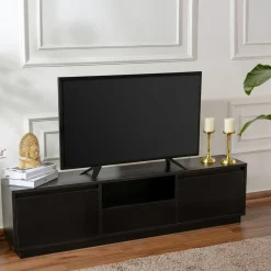 Mobili Porta Tv > Dmora Porta TV 160x29x42h cm 3 ante - Morrigan Nero