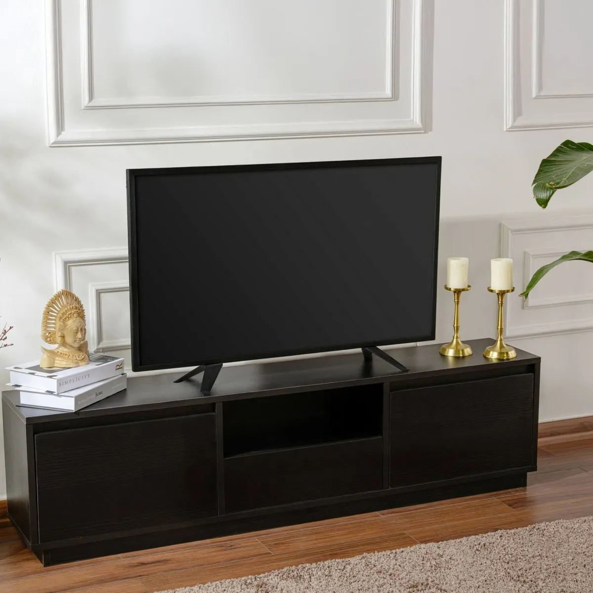 Mobili Porta Tv > Dmora Porta TV 160x29x42h cm 3 ante - Morrigan Nero