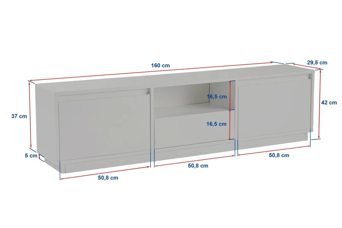 Mobili Porta Tv > Dmora Porta TV 160x29x42h cm 3 ante - Morrigan Nero
