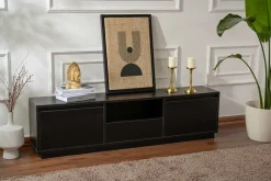 Mobili Porta Tv > Dmora Porta TV 160x29x42h cm 3 ante - Morrigan Nero