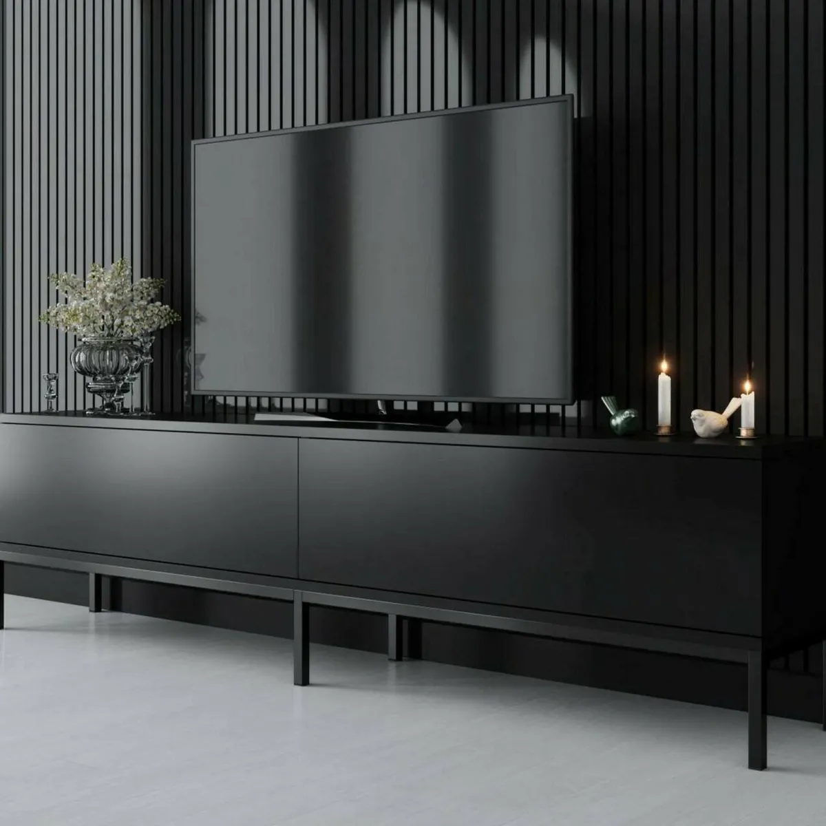 Mobili Porta Tv|Salotto > Dmora Porta TV 180x30x47h cm modulabile - Espero Nero