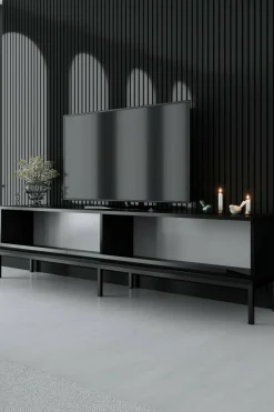 Mobili Porta Tv|Salotto > Dmora Porta TV 180x30x47h cm modulabile - Espero Nero