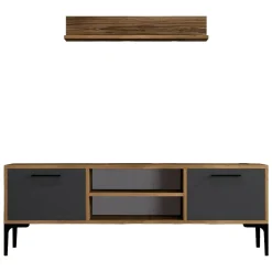 Porta TV noce e antracite 140x30x48h cm modulabile - sri