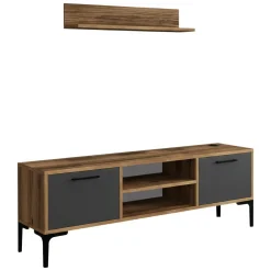 Porta TV noce e antracite 140x30x48h cm modulabile - sri