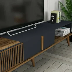 Porta TV noce e antracite 180x35x40h cm 2 ante e 1 cassetto - Jakuchu