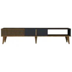 Porta TV noce e antracite 180x35x40h cm 2 ante e 1 cassetto - Jakuchu