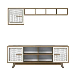 Porta TV noce e bianco 160x35x56h cm 3 ante - Guendalina