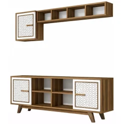 Porta TV noce e bianco 160x35x56h cm 3 ante - Guendalina