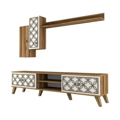 Porta TV noce e bianco 180x35x44h cm 4 ante - Nunzia