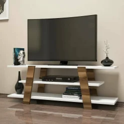 Porta TV noce e bianco 120x33x42h cm in legno - Bellagio