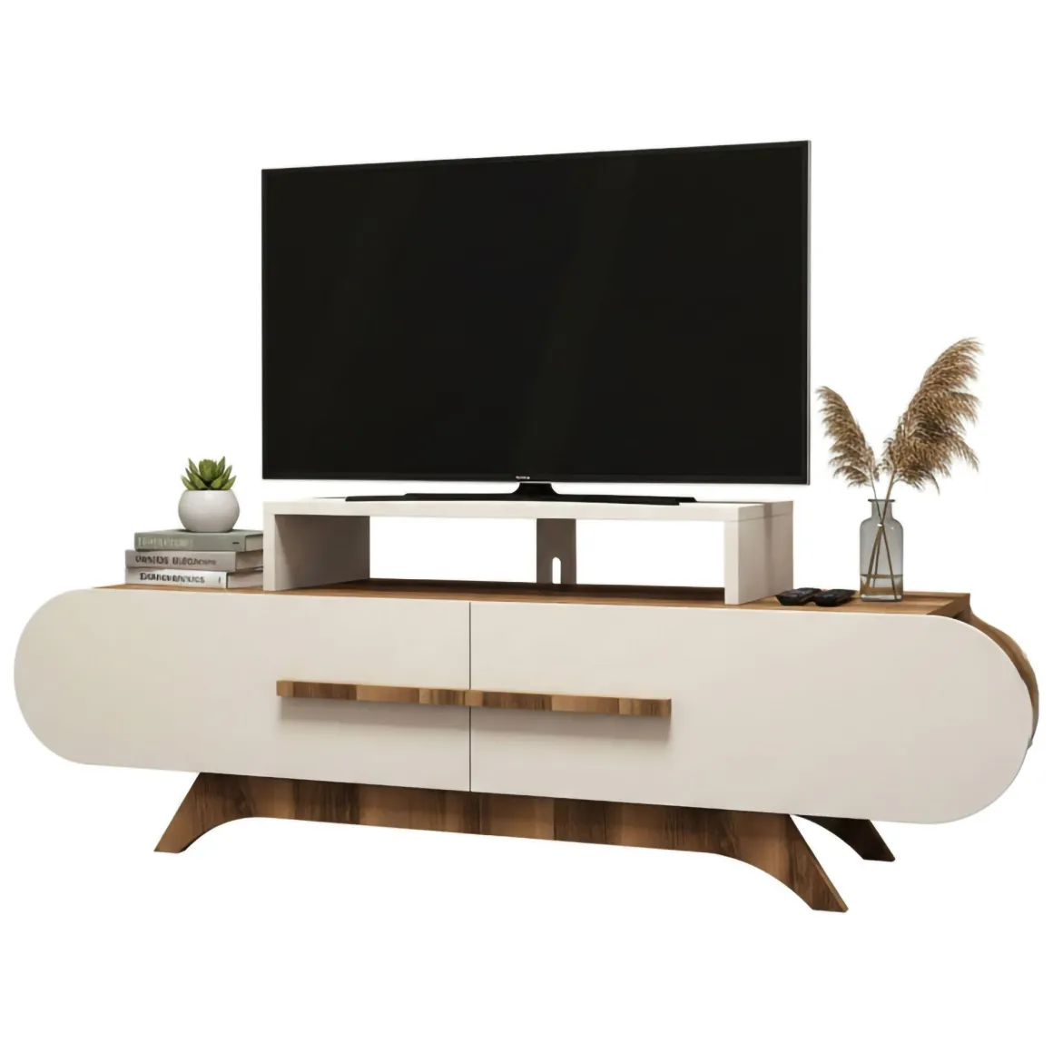 Porta TV noce e crema 145x36x49h cm 2 ante - Nesatm