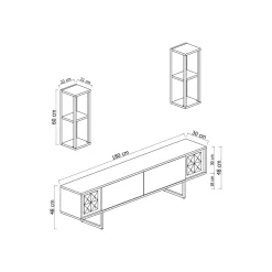 Mobili Porta Tv|Salotto > Dmora Porta TV noce e nero 180x30x48h cm modulabile - Artinay Nero, Marrone Noce
