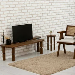 Mobili Porta Tv|Salotto > Dmora Porta TV noce 140x35x40h cm in legno - Fengshen Marrone Noce