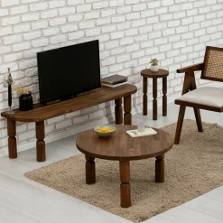 Mobili Porta Tv|Salotto > Dmora Porta TV noce 140x35x40h cm in legno - Fengshen Marrone Noce