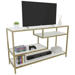 Porta TV oro e bianco 120x39x75h cm in legno - Ivette