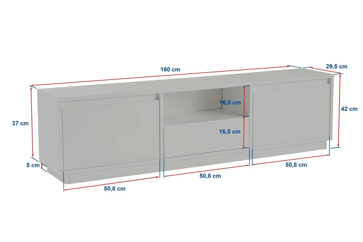 Porta TV pino 160x29x42h cm 3 ante - Morrigan