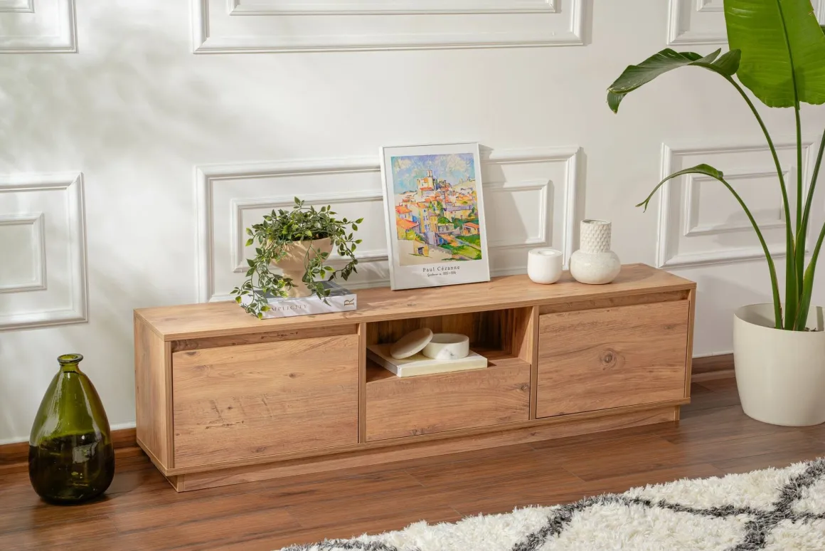 Porta TV pino 160x29x42h cm 3 ante - Morrigan