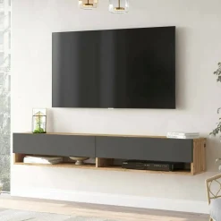 Mobili Porta Tv|Salotto > Dmora Porta TV quercia e antracite 180x44x44h cm 4 ante - Axi Nero Antracite, Marrone Quercia