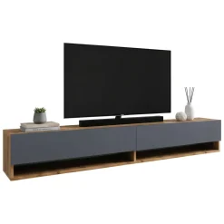 Mobili Porta Tv|Salotto > Dmora Porta TV quercia e antracite 180x44x44h cm 4 ante - Axi Nero Antracite, Marrone Quercia