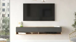 Mobili Porta Tv|Salotto > Dmora Porta TV quercia e antracite 180x44x44h cm 4 ante - Axi Nero Antracite, Marrone Quercia