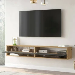 Mobili Porta Tv|Salotto > Dmora Porta TV quercia e antracite 180x44x44h cm 4 ante - Axi Nero Antracite, Marrone Quercia