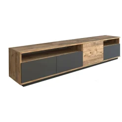 Mobili Porta Tv|Salotto > Dmora Porta TV quercia e antracite 180x44x44h cm 4 ante - Axi Nero Antracite, Marrone Quercia