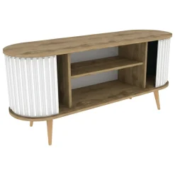 Mobili Porta Tv|Salotto > Dmora Porta TV quercia e bianco 140x43x64h cm 2 ante - Bailu Bianco, Marrone Quercia