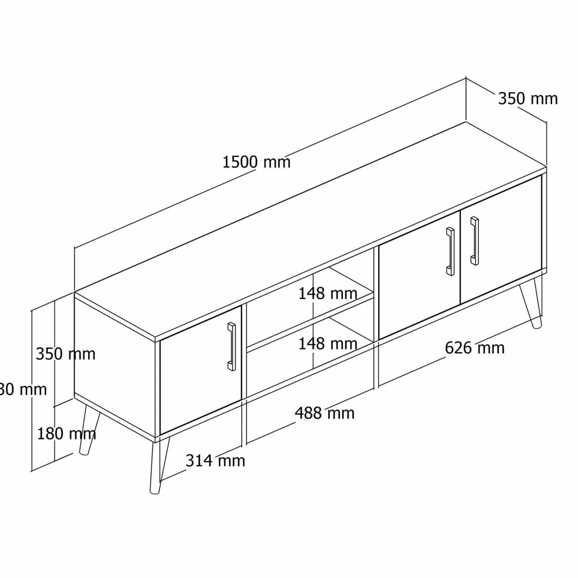 Mobili Porta Tv|Salotto > Dmora Porta TV quercia e bianco 160x37x38h cm 2 ante - Baiano Bianco, Marrone Quercia