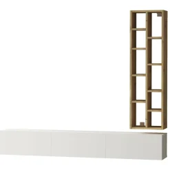 Mobili Porta Tv|Salotto > Dmora Porta TV quercia e bianco 180x31x29h cm 2 ante - Pavone Bianco, Marrone Quercia
