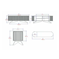 Mobili Porta Tv|Salotto > Dmora Porta TV quercia e bianco 180x44x44h cm 3 ante - Axi Bianco, Marrone Quercia