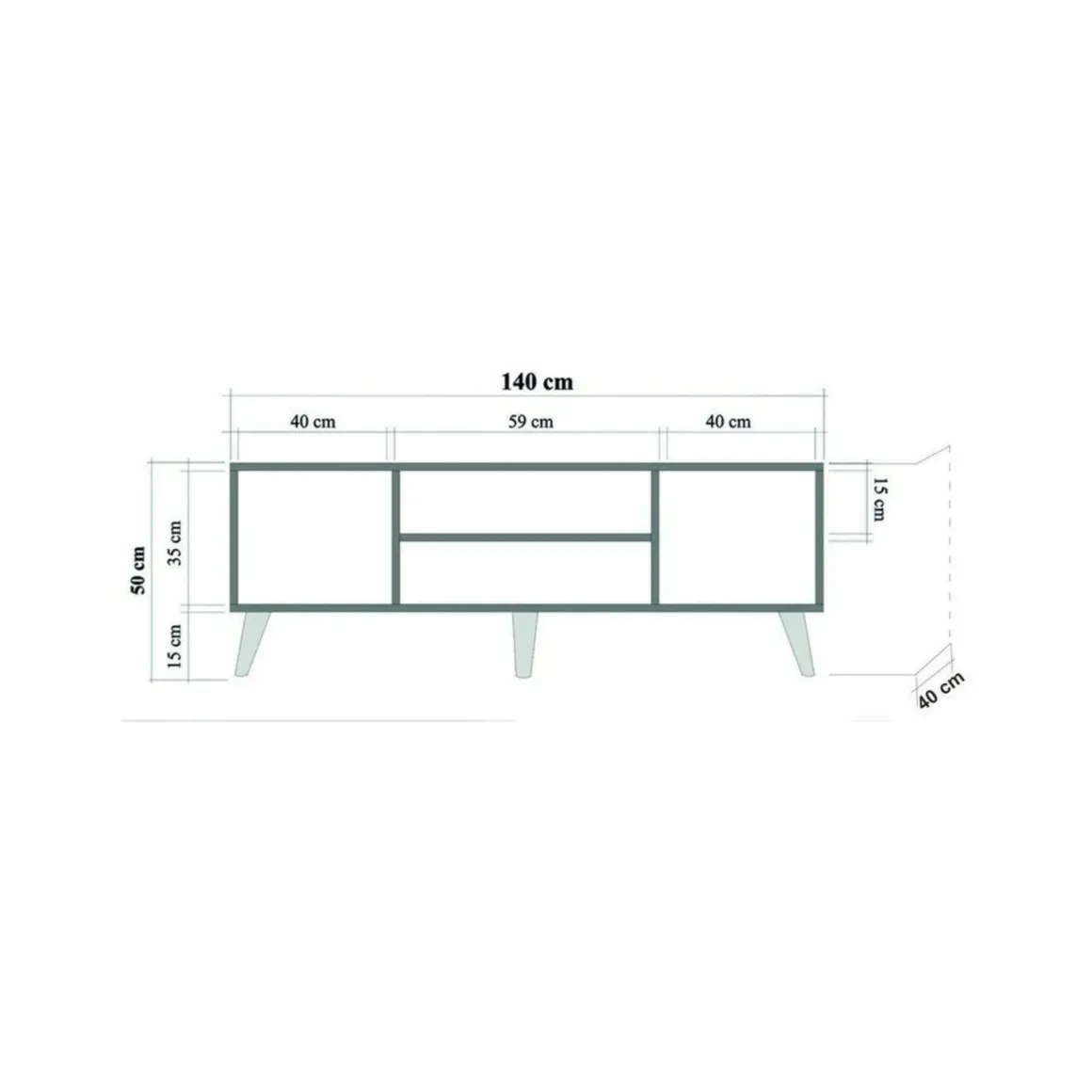Porta TV quercia e multicolore 140x40x50h cm 2 ante - Enrica