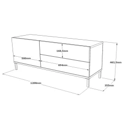 Mobili Porta Tv > Dmora Porta TV quercia e nero 120x35x46h cm 3 ante - Zephir Nero, Marrone Quercia