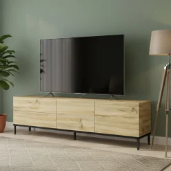 Porta TV quercia e nero 170x35x46h cm 2 ante e 1 cassetto - Ballao