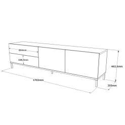 Porta TV quercia e nero 170x35x46h cm 2 ante e 1 cassetto - Ballao
